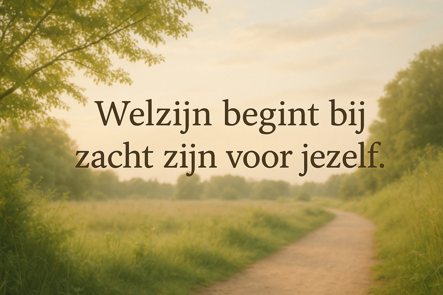 Foto met quote "Welzijn begint bij zacht zijn voor jezelf."